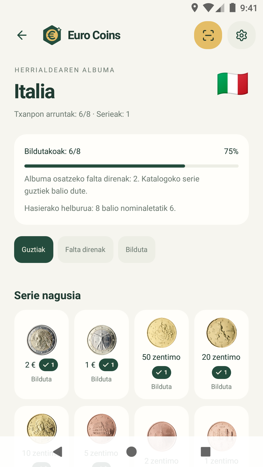 Herrialdearen albuma · Euskara